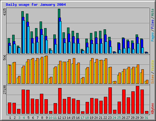 Daily usage for January 2004