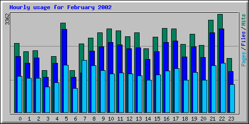 Hourly usage for February 2002
