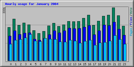 Hourly usage for January 2004