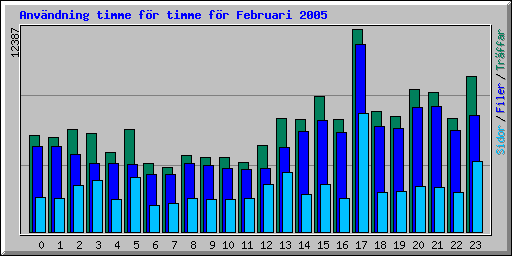 Anv�ndning timme f�r timme f�r Februari 2005