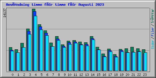 Användning timme för timme för Augusti 2023